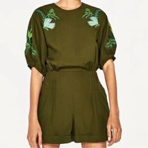 Zara Embroidered Jumpsuit with Floral Design